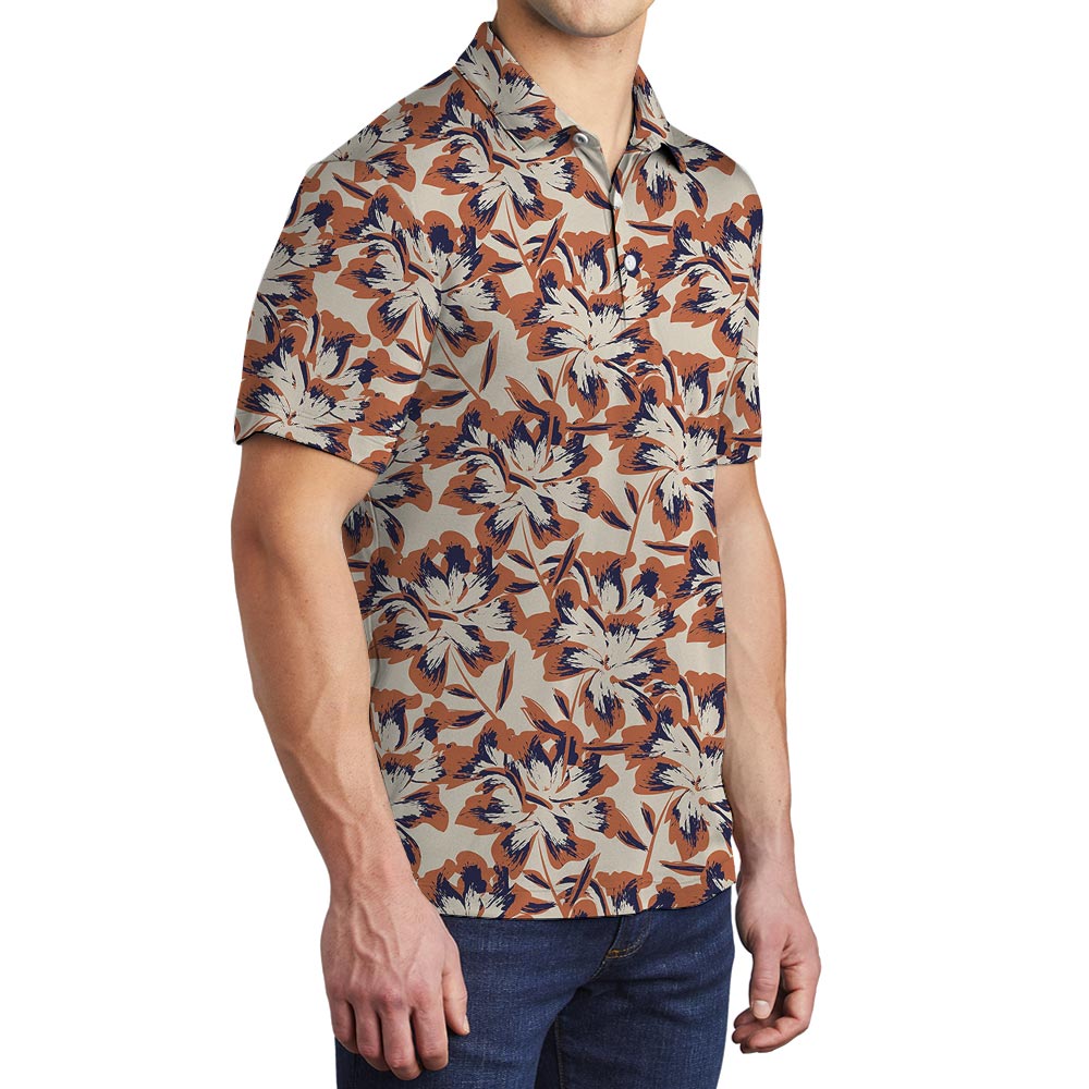 Summer Tropical Hawaiian Polo Men