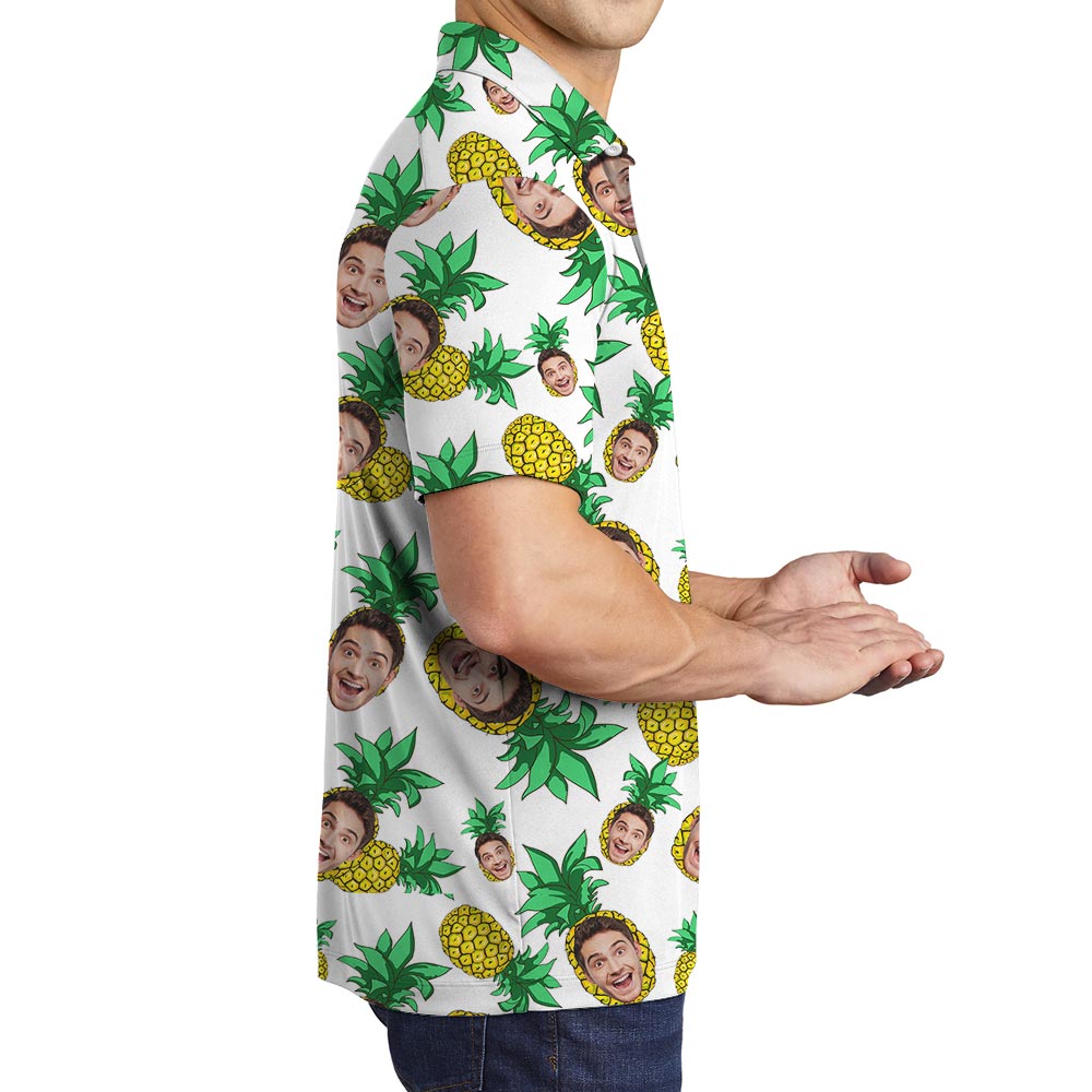 Personalized Faces Pineapple Hawaiian Polo Men