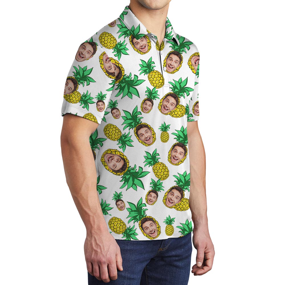 Personalized Faces Pineapple Hawaiian Polo Men