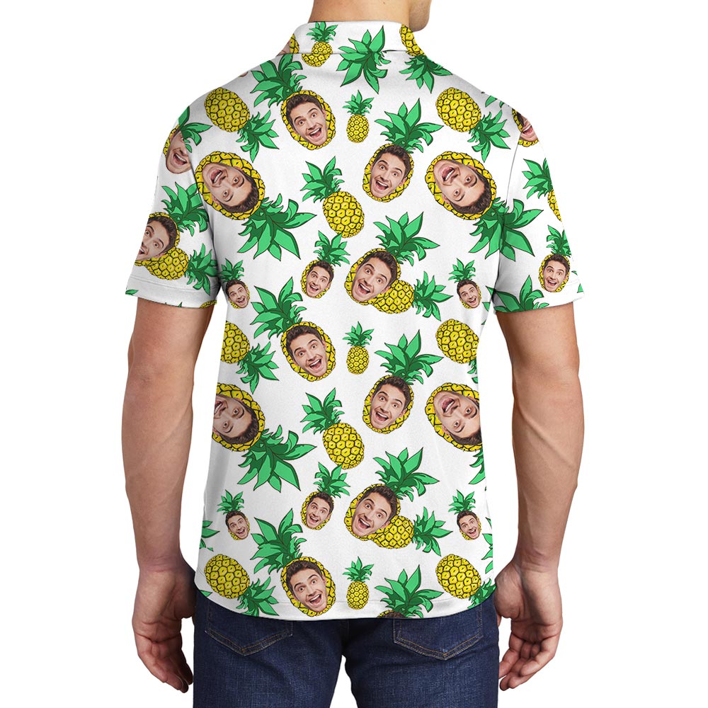 Personalized Faces Pineapple Hawaiian Polo Men