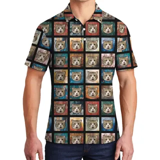 Meowaiian Custom Pet Hawaiian Polo Shirt for Men