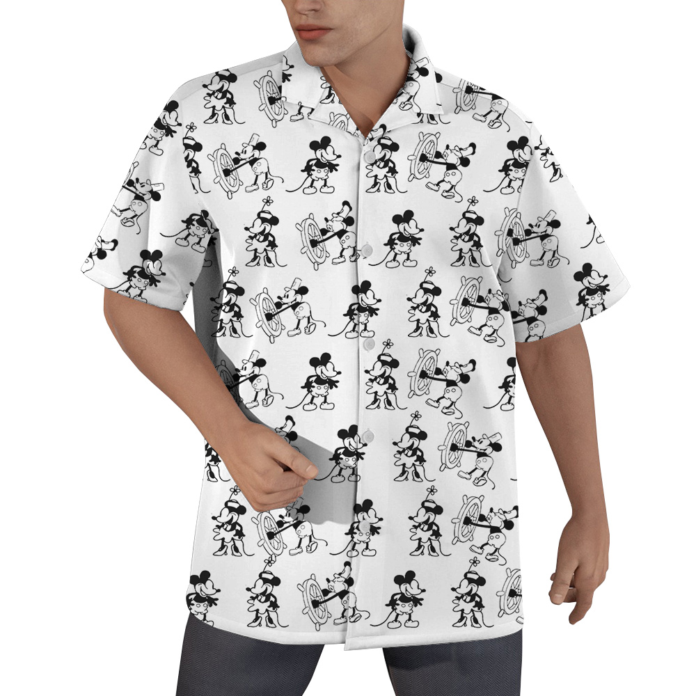 Vintage Mickey Steamboat Willie 1928 Hawaiian Button Up Shirt - variant image 1