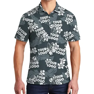 Hawaiian Customized Logo Tropical Polo Men