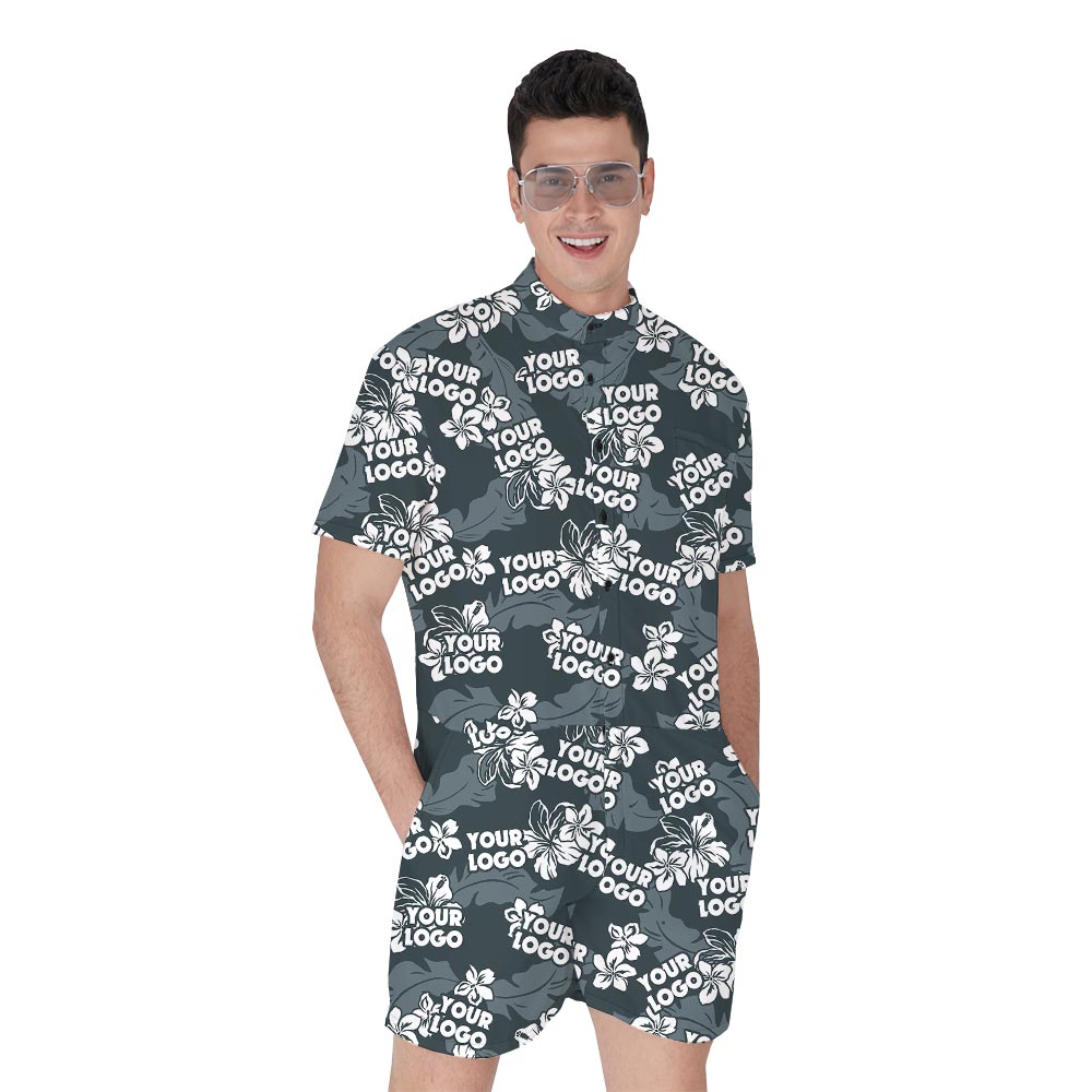 Hawaiian Grey Vacation Custom Logo Romper Men - variant image 1