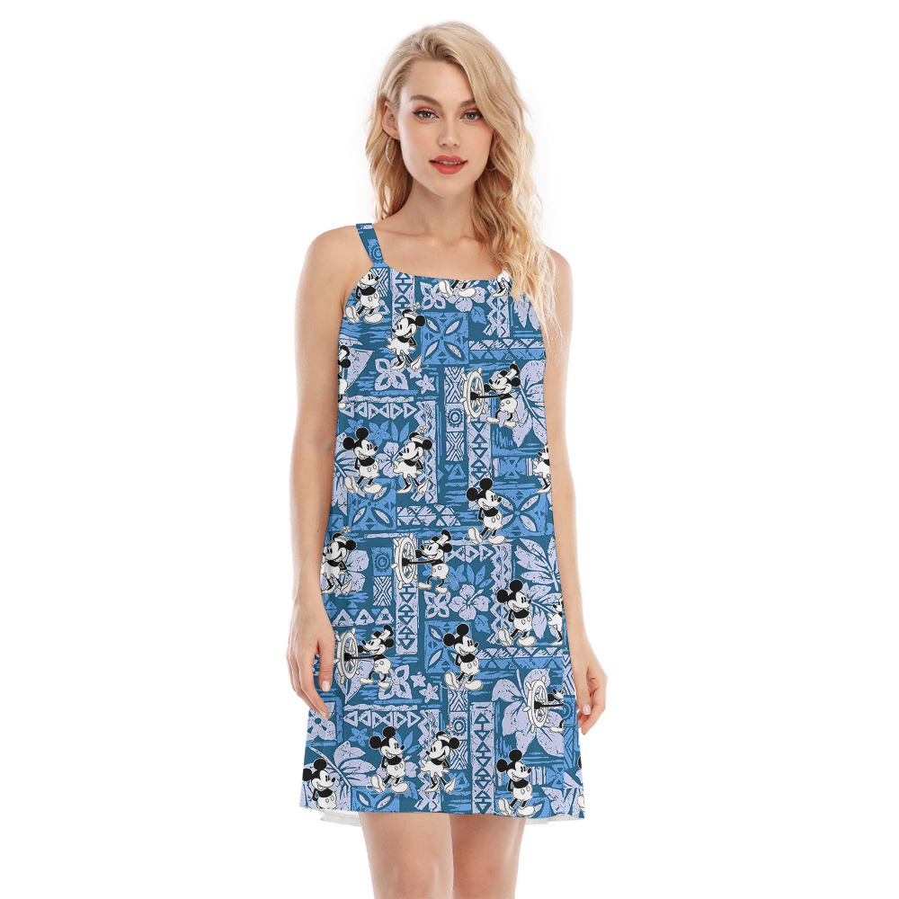 Cute Mickey Steamboat Willie 1928 Navy Vintage Hawaiian Cami Dress - variant image 1