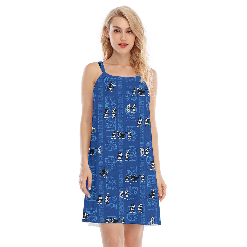 Cute Mickey Steamboat Willie Vintage Navy Aloha Cami Dress - variant image 1