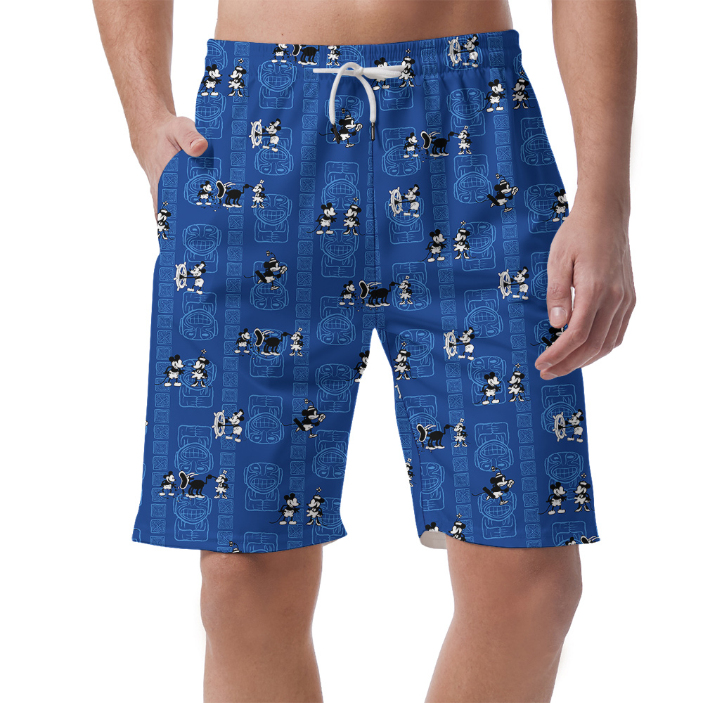 Steamboat Willie Mickey Classic Navy Hawaiian Beach Shorts For Men - variant image 1