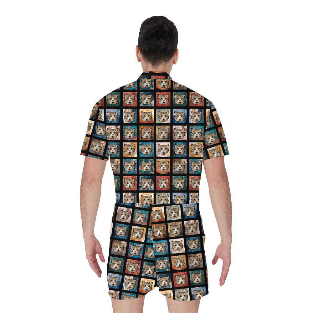Purrfection Custom Pet Hawaiian Romper for Men
