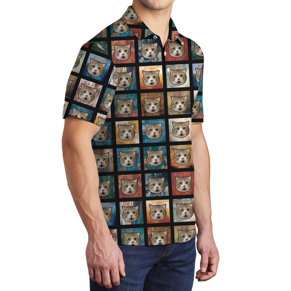 Meowaiian Custom Pet Hawaiian Polo Shirt for Men