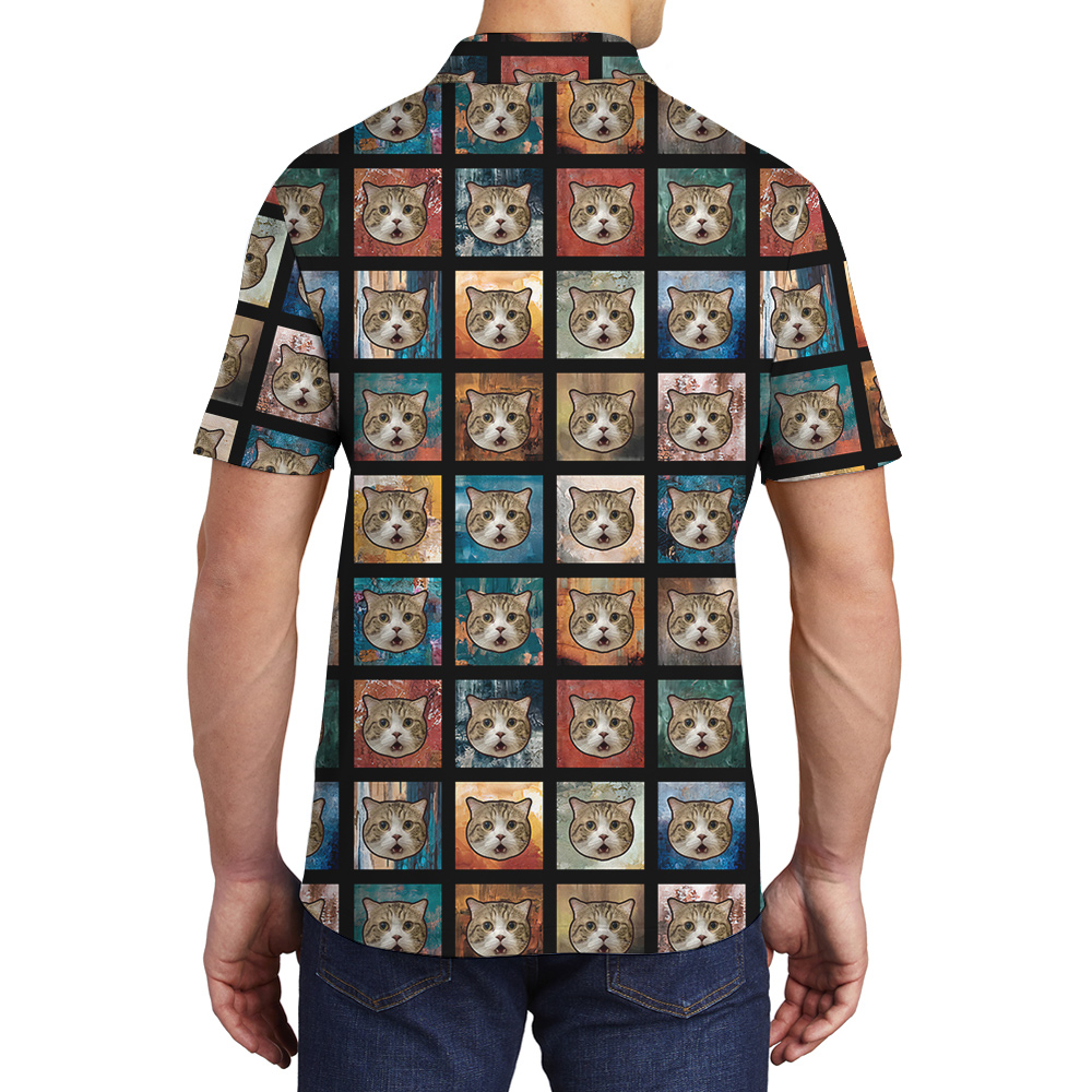 Meowaiian Custom Pet Hawaiian Polo Shirt for Men