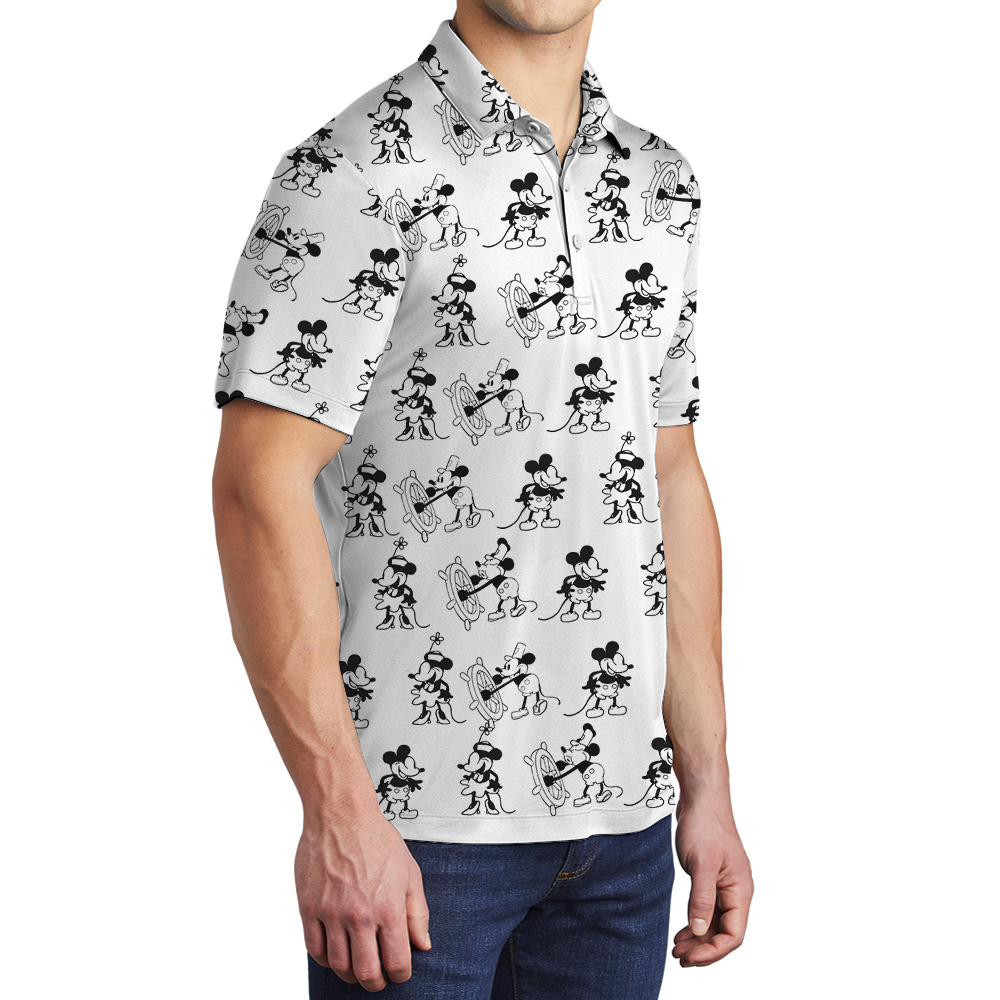 Funny Steamboat Willie Mickey Hawaiian Polo Golf Shirt