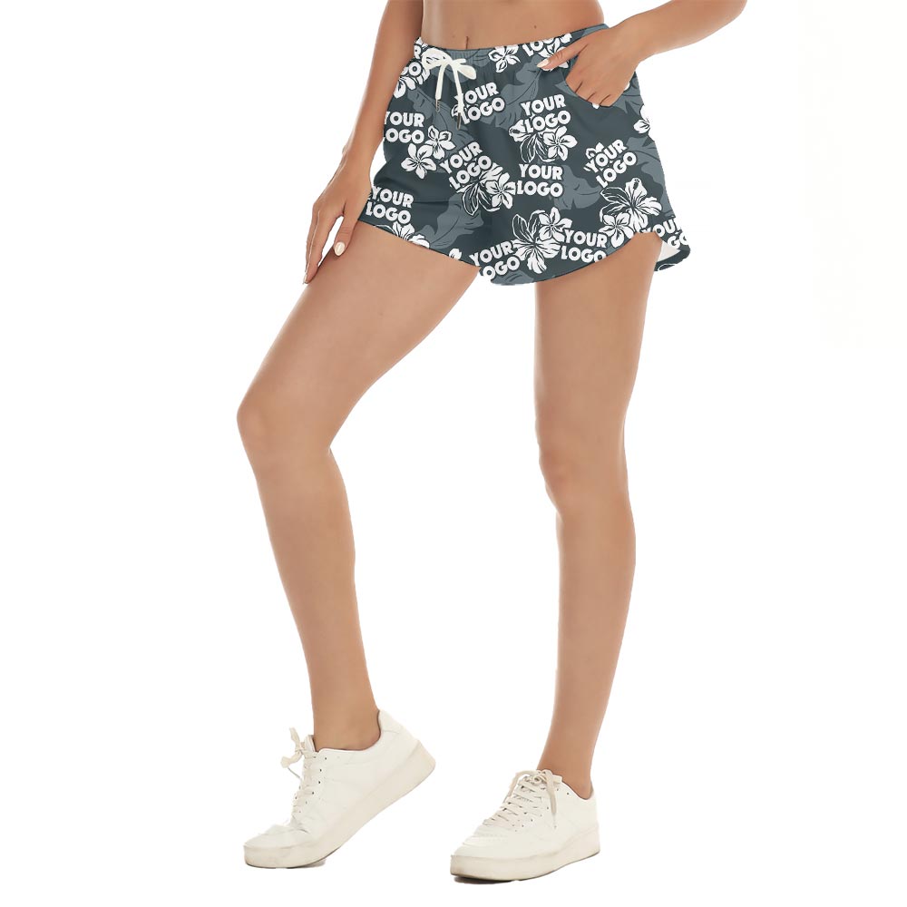 Custom Logo Grey Hawaiian Vacation Shorts Women