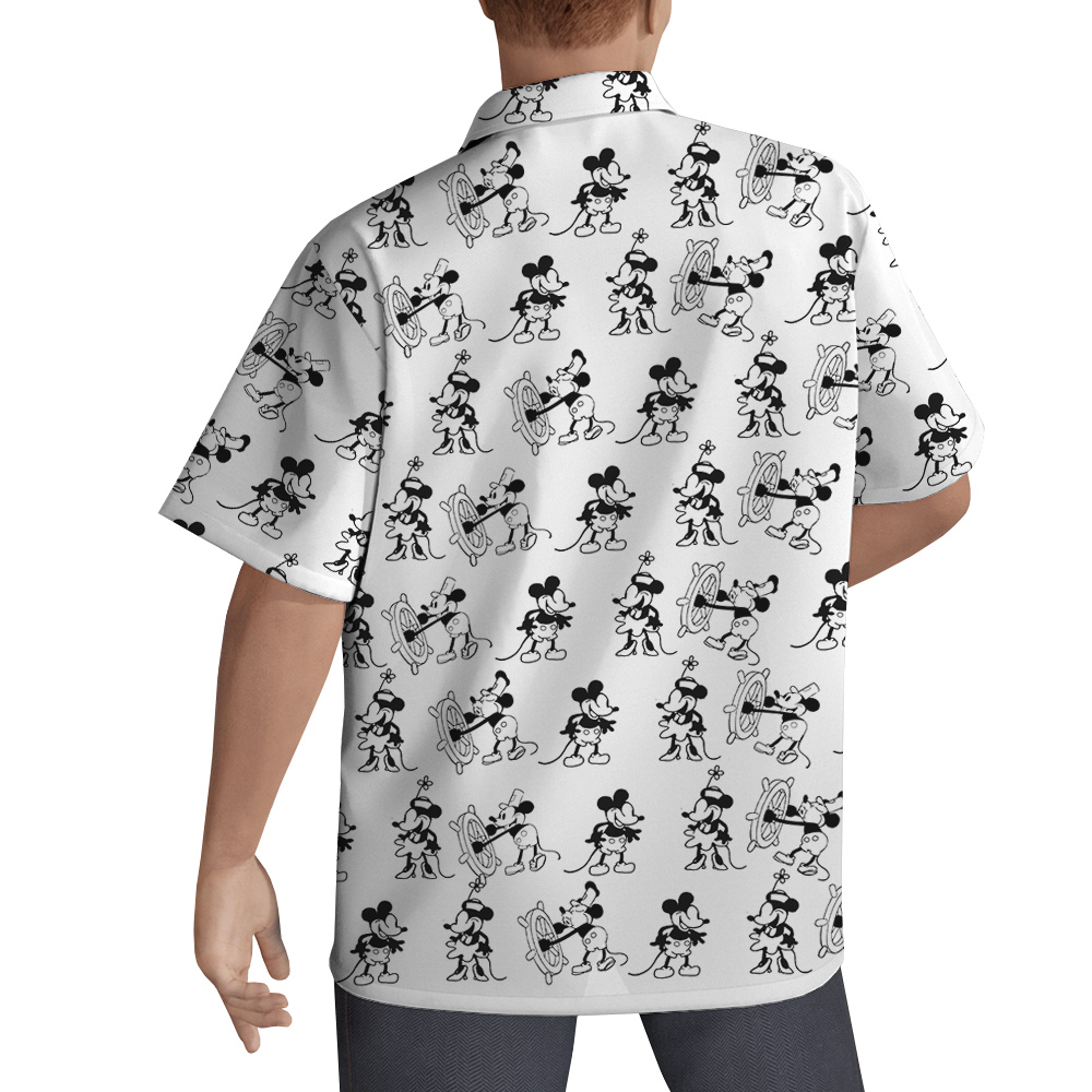 Vintage Mickey Steamboat Willie 1928 Hawaiian Button Up Shirt