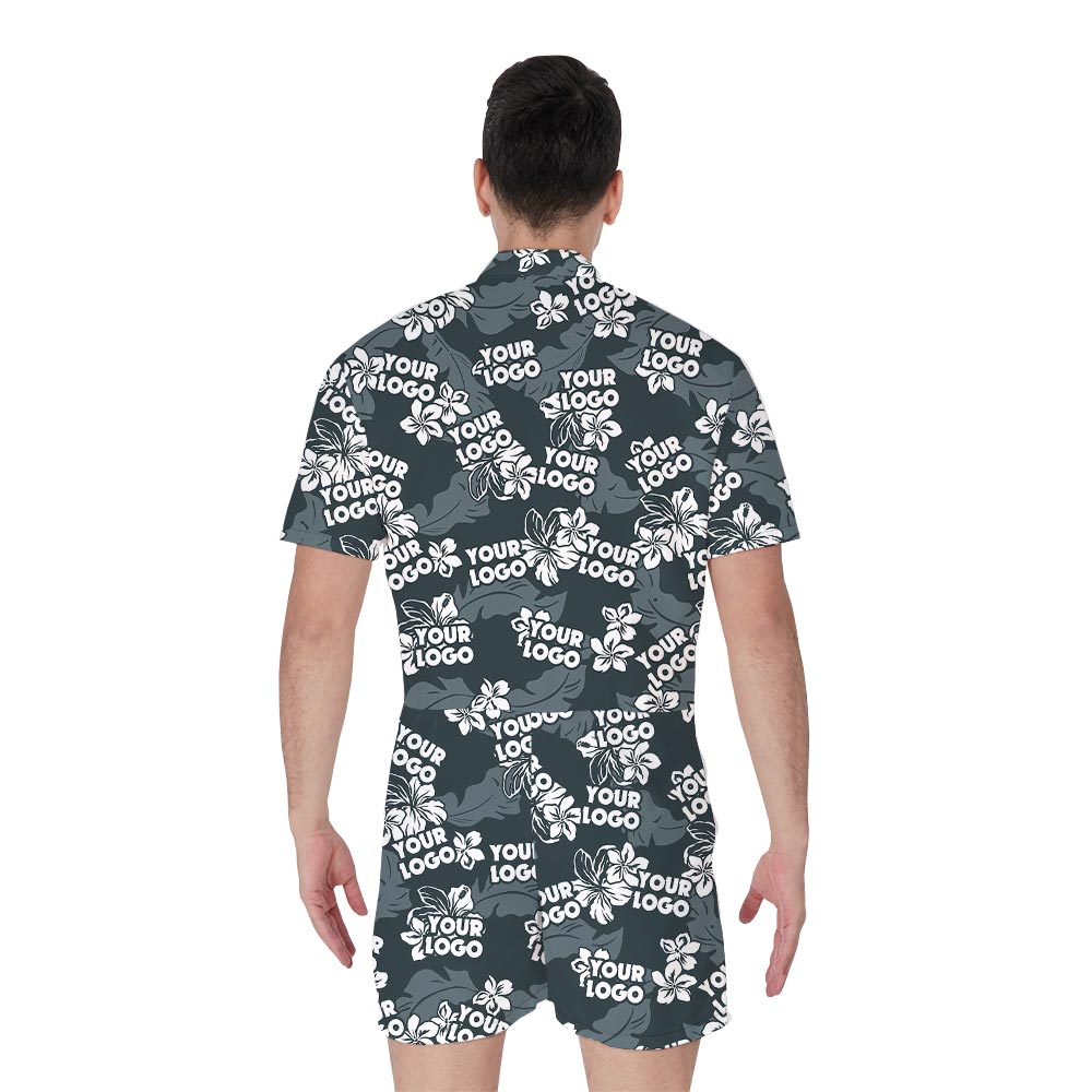 Hawaiian Grey Vacation Custom Logo Romper Men