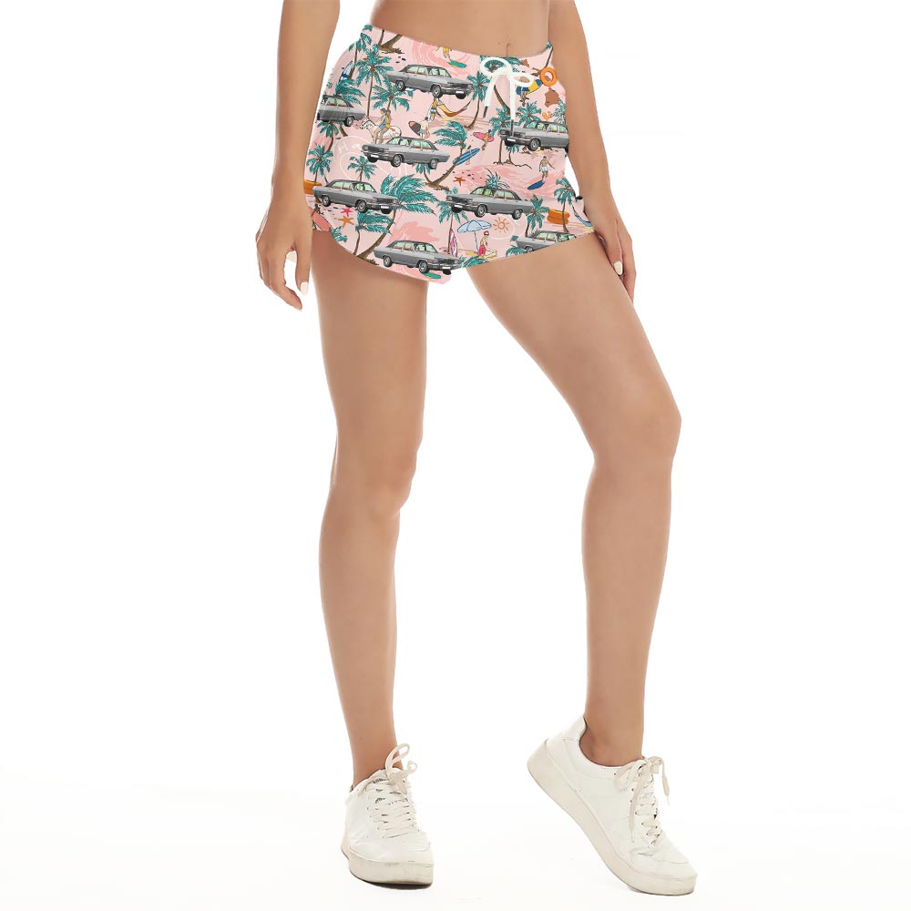 Summer Vacation Car Hawaiian Shorts Women