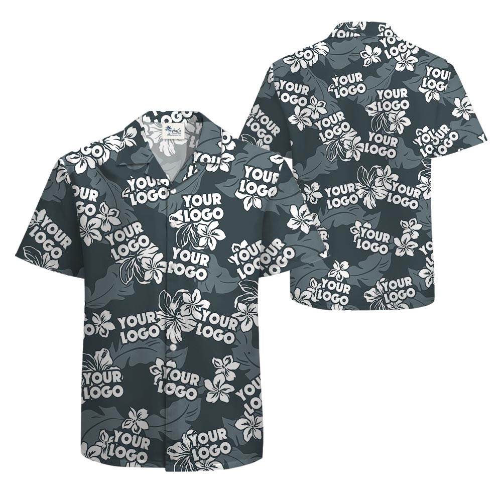 Custom Logo Grey Summer Hawaiian Shirts Men