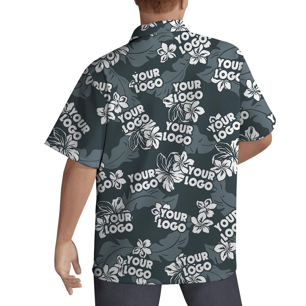 Custom Logo Grey Summer Hawaiian Shirts Men