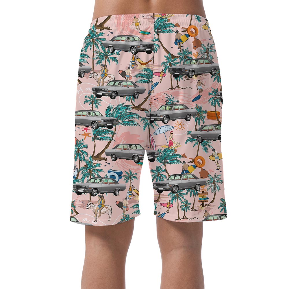 Car Pattern Hawaiian Shorts Men