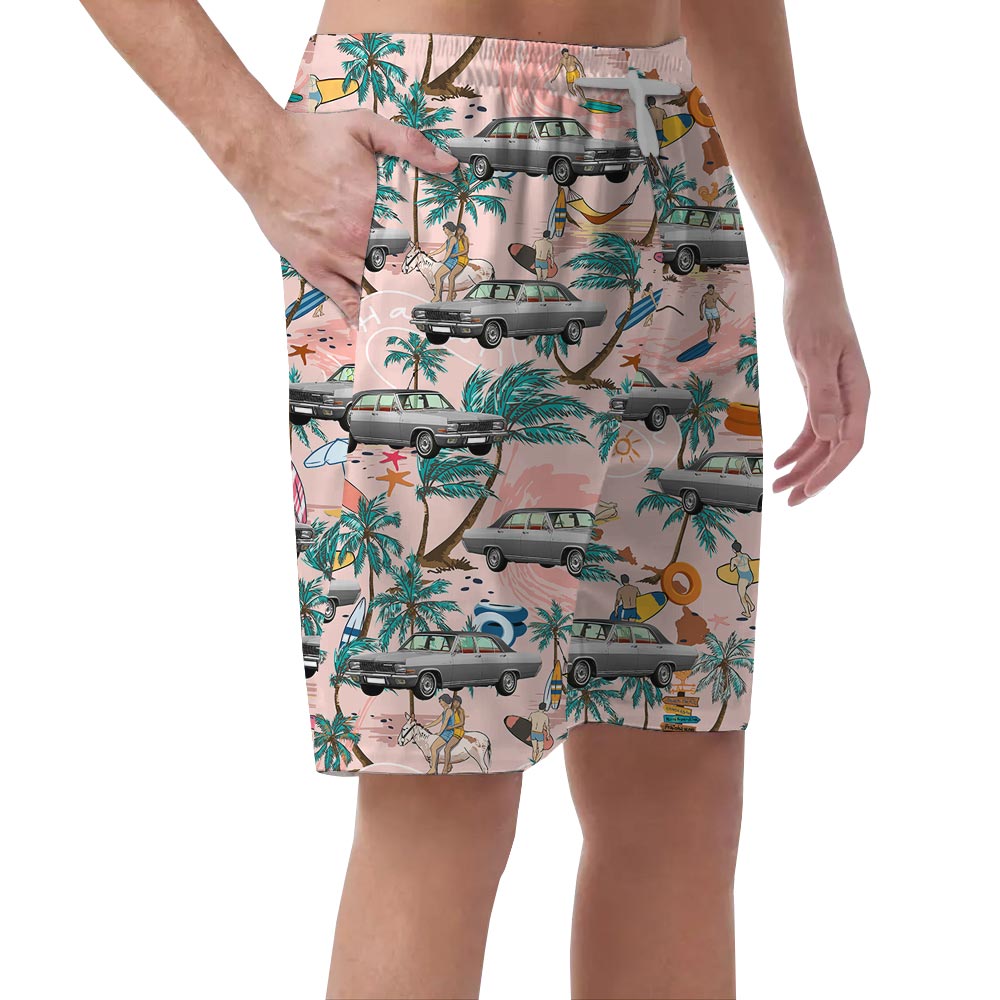 Car Pattern Hawaiian Shorts Men