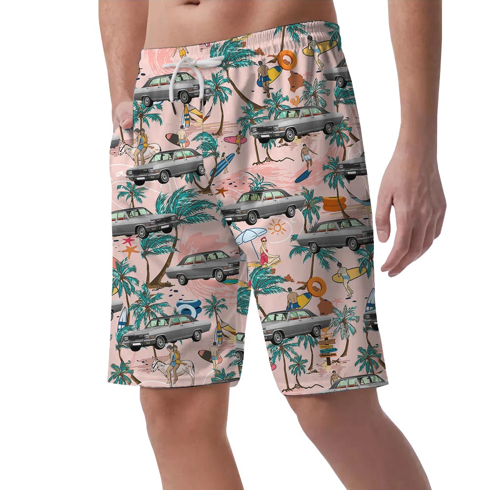 Car Pattern Hawaiian Shorts Men
