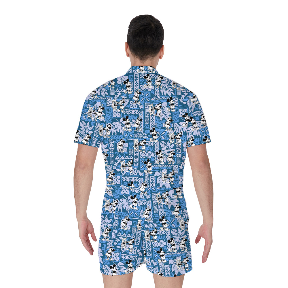 Steamboat Willie Mickey Vintage Navy Hawaiian Romper For Men