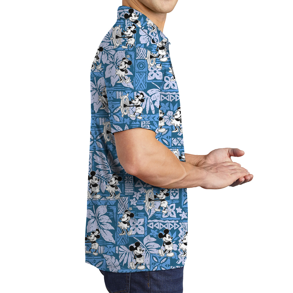 Cute Mickey Steamboat Willie 1928 Vintage Navy Hawaiian Polo Shirt
