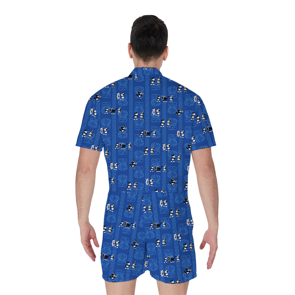 Steamboat Willie Mickey Vintage Navy Men's Hawaiian Romper