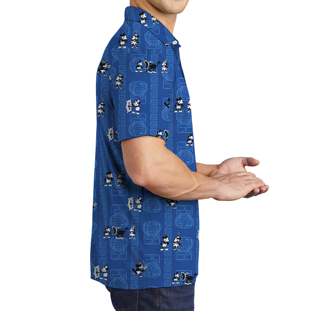Cute Mickey Steamboat Willie Vintage Navy Hawaiian Polo Shirt