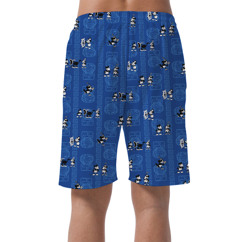 Steamboat Willie Mickey Classic Navy Hawaiian Beach Shorts For Men