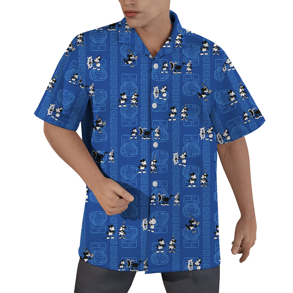 Blue Vintage Mickey Steamboat Willie Hawaiian Shirt - variant image 1