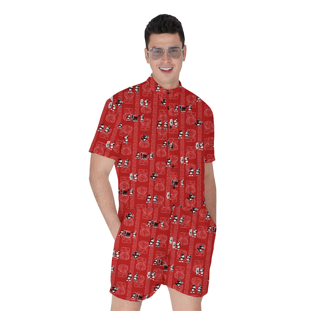 Funny Mickey Steamboat Willie Vintage Red Hawaiian Romper - variant image 1