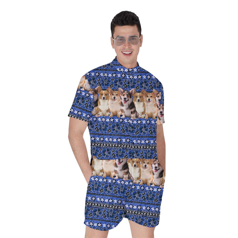 Corgi Blue Hawaiian Romper Men - variant image 1