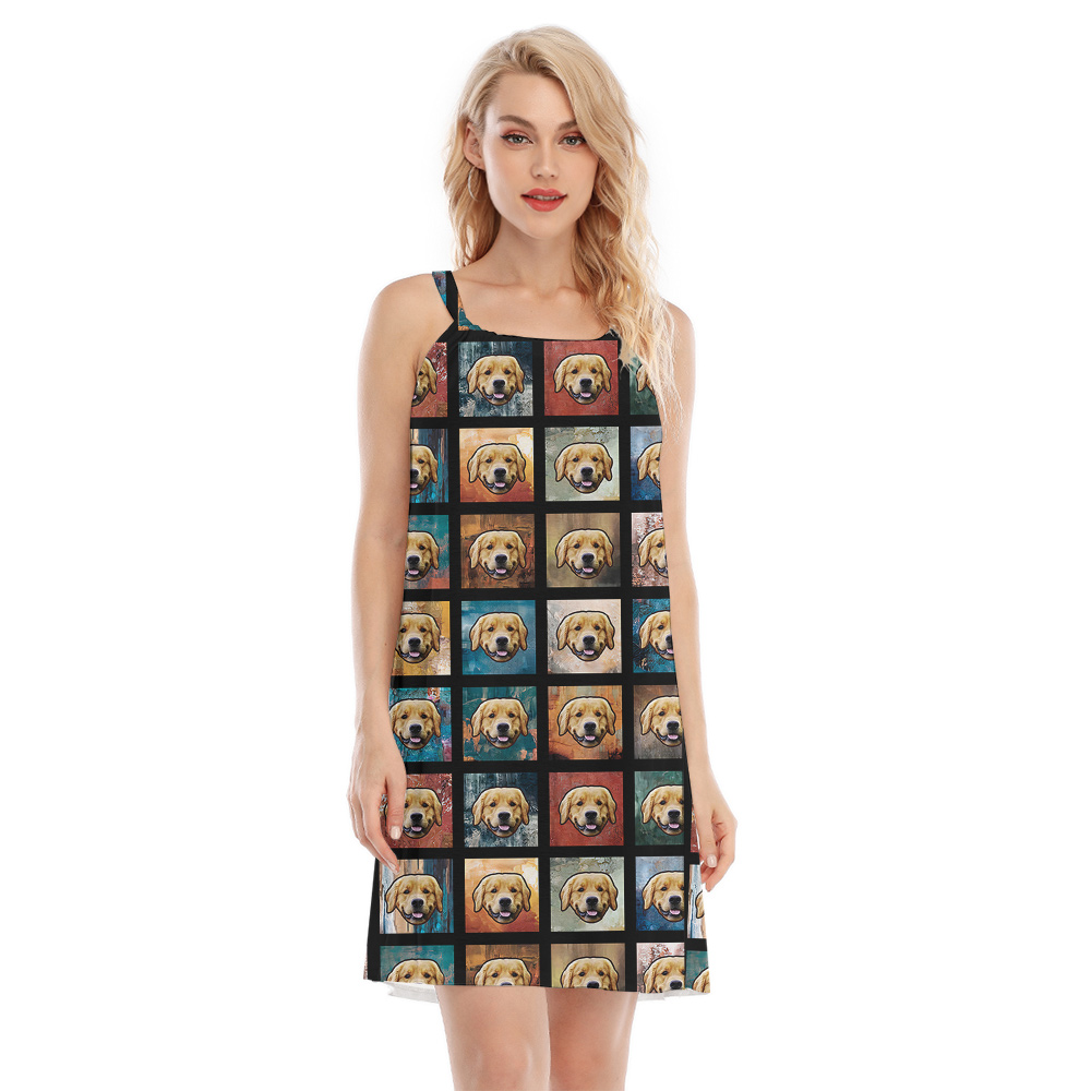 Paws on Paradise Custom Hawaiian Cami Dress with Dog Face - variant image 1