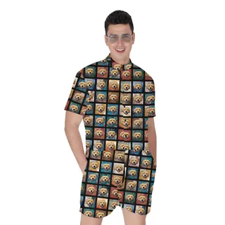Aloha Pooch Custom Hawaiian Men Romper with Dog Face
