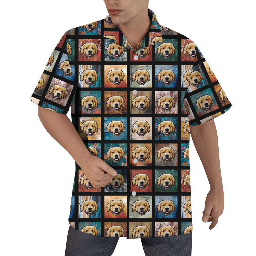 Pup Pattern Custom Hawaiian Shirt with Dog Face - variant image 1