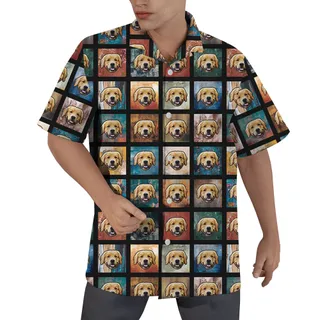 Pup Pattern Custom Hawaiian Shirt with Dog Face