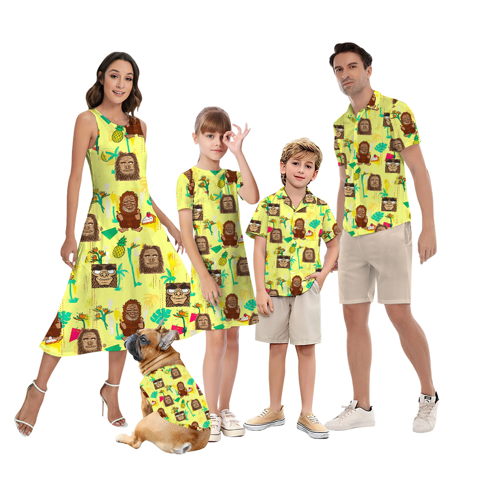 Funny Tiki Bigfoot Yellow Matching Family Hawaiian Outfits For Family - variant image 1