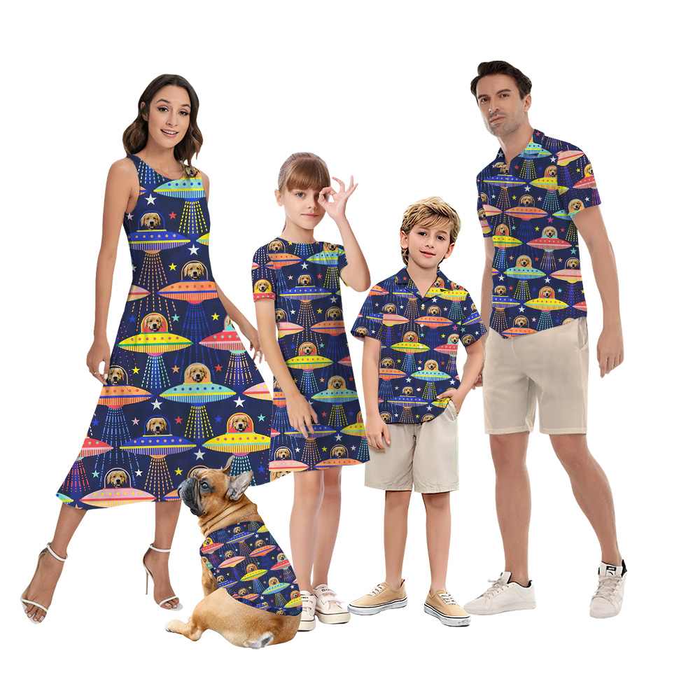 Dog Encounter Matching Family Hawaiian Outfits with Dog Face - variant image 1