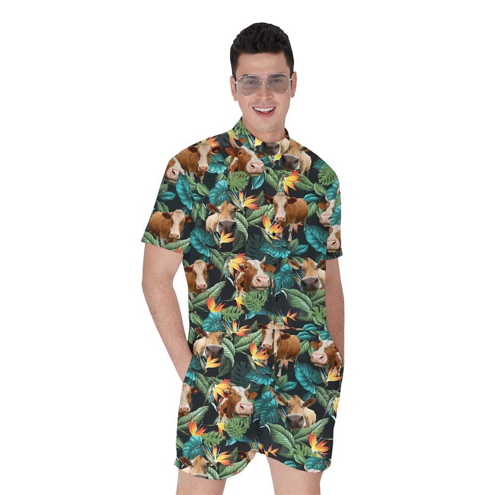 Cow Matching Hawaiian Romper Men - variant image 1