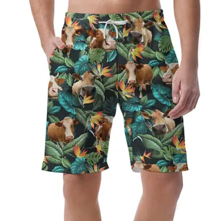 Summer Hawaiian Shorts Men With Cow Pattern