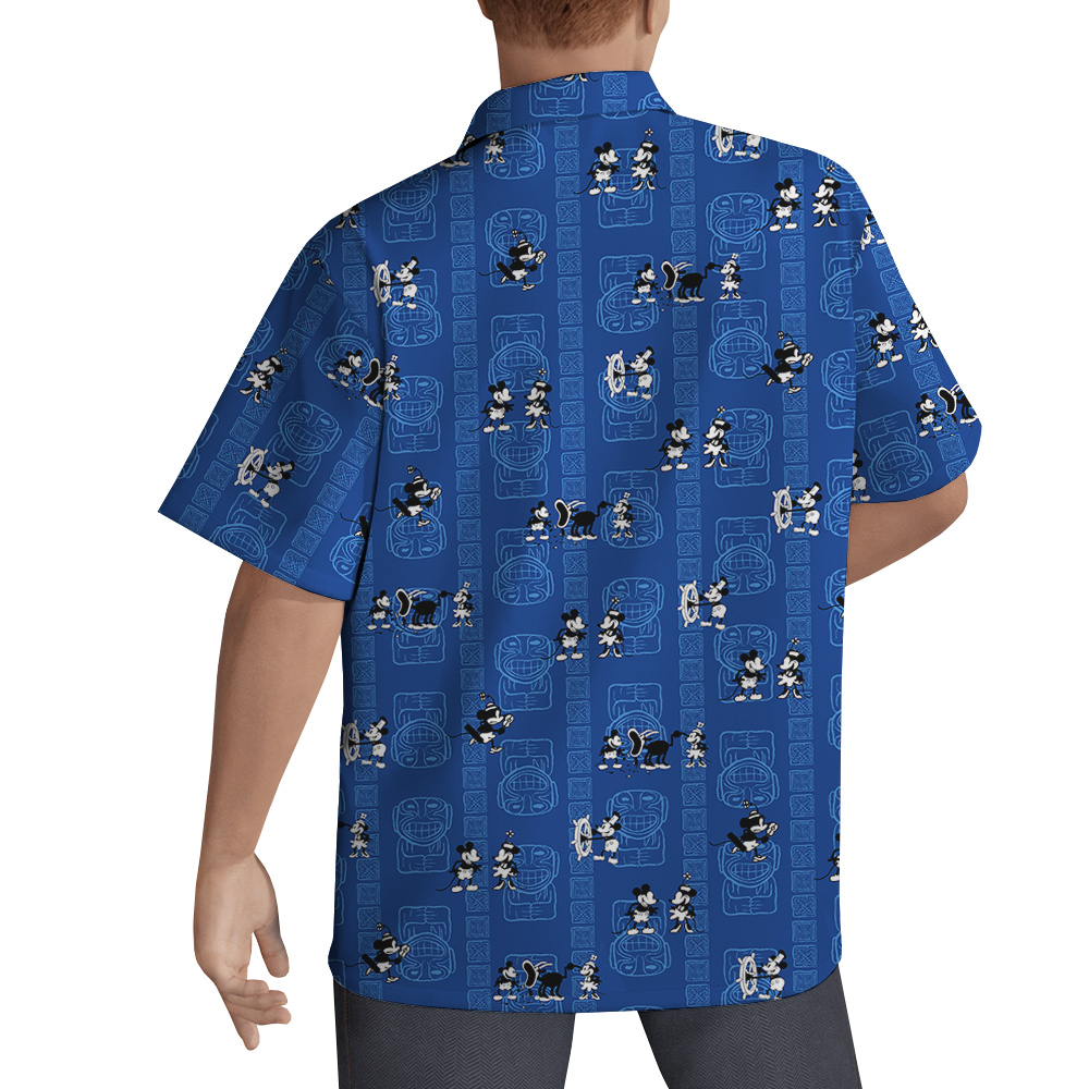 Blue Vintage Mickey Steamboat Willie Hawaiian Shirt