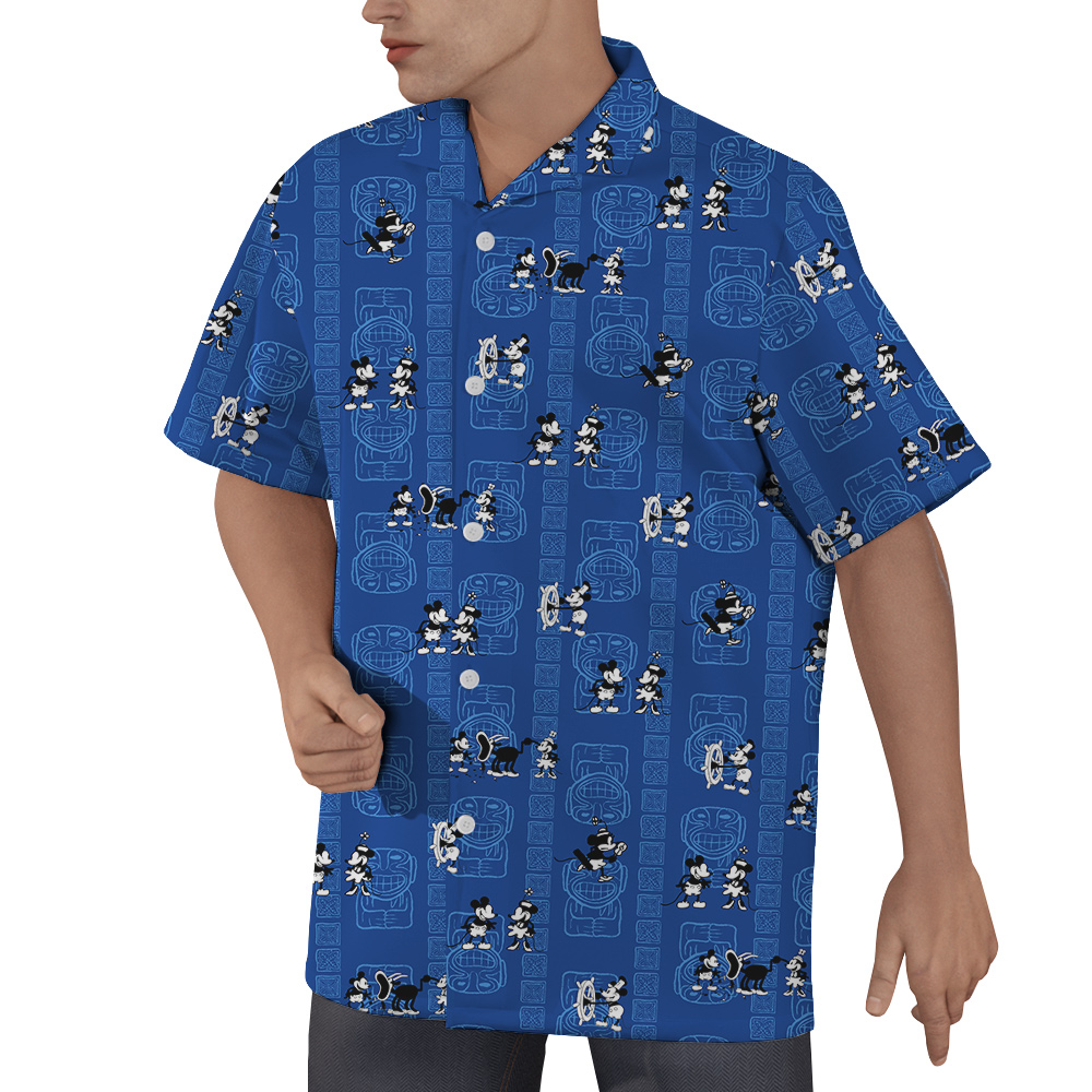 Blue Vintage Mickey Steamboat Willie Hawaiian Shirt