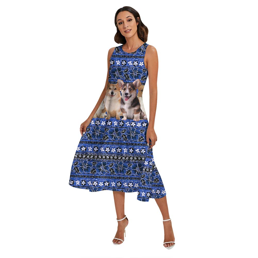 Corgi Blue Family Matching Hawaiian Outfits
