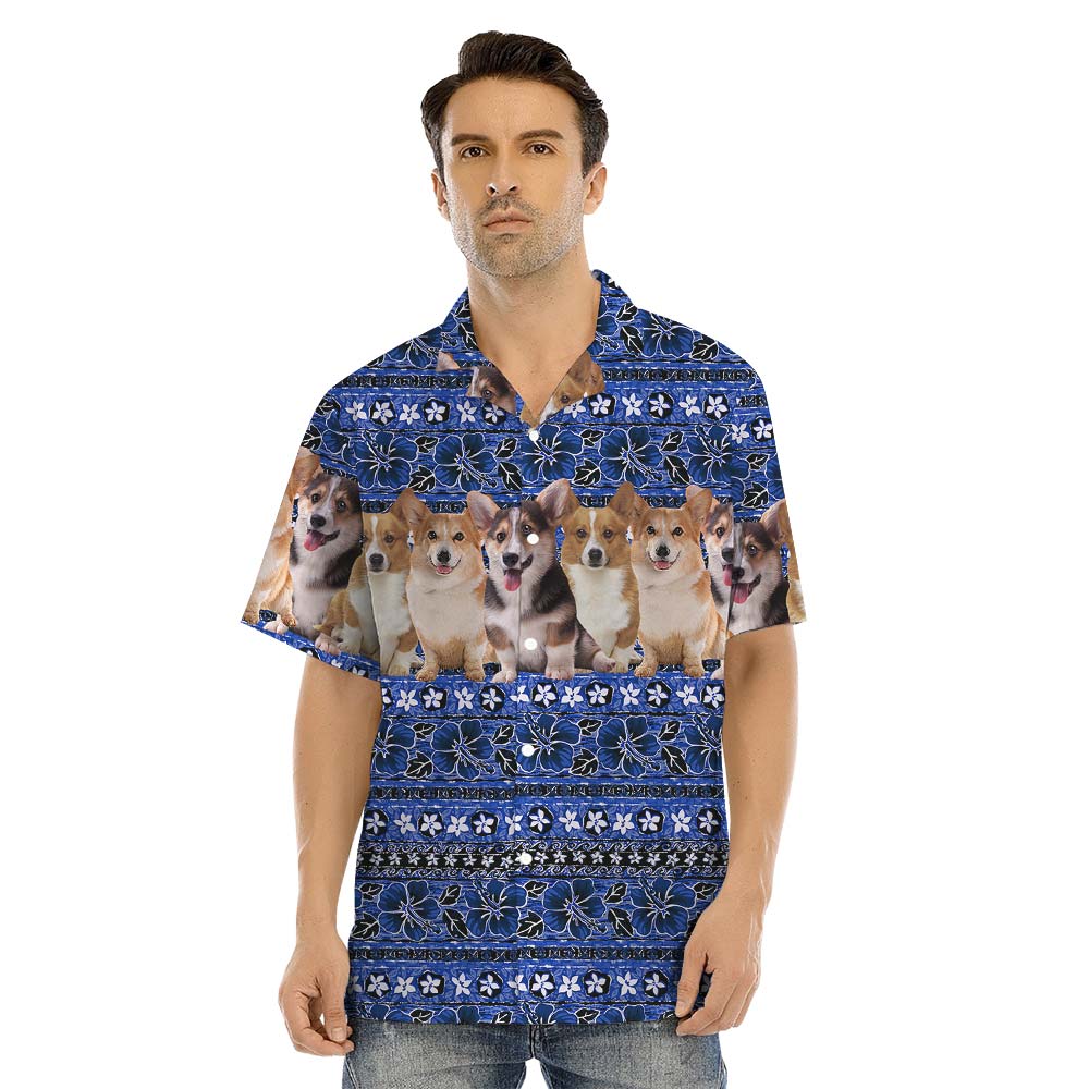 Corgi Blue Family Matching Hawaiian Outfits