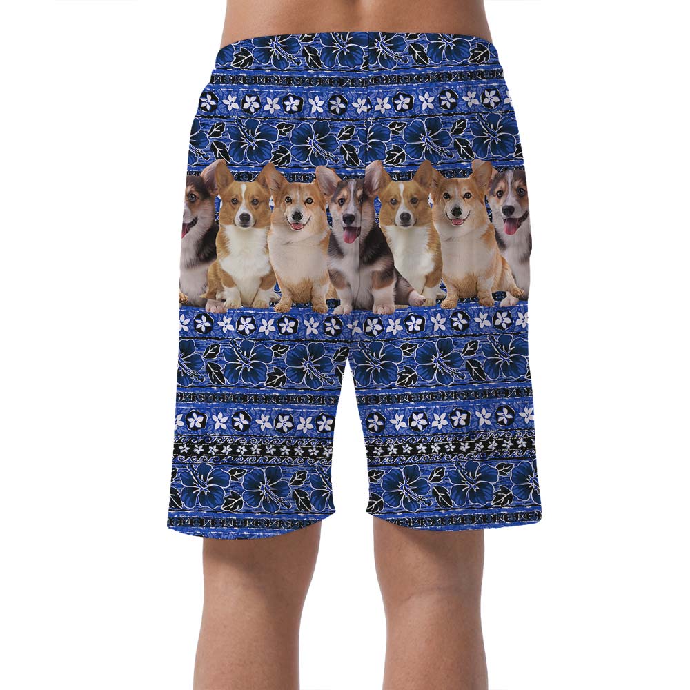 Summer Corgi Matching Hawaiian Shorts Men