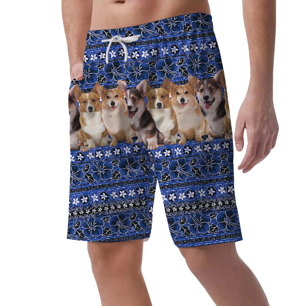 Summer Corgi Matching Hawaiian Shorts Men
