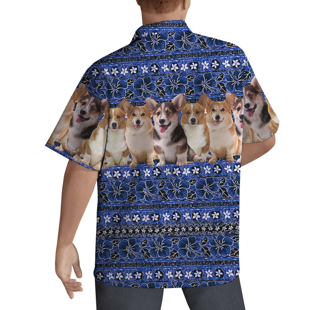 Corgi Blue Summer Hawaiian Shirt Men