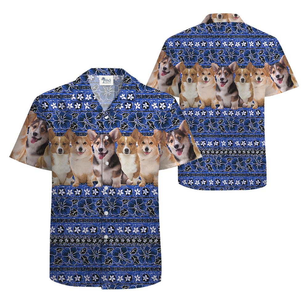 Corgi Blue Summer Hawaiian Shirt Men