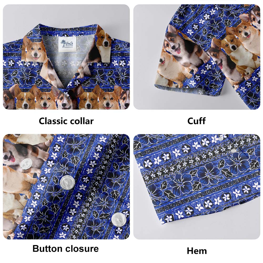 Corgi Blue Summer Hawaiian Shirt Men