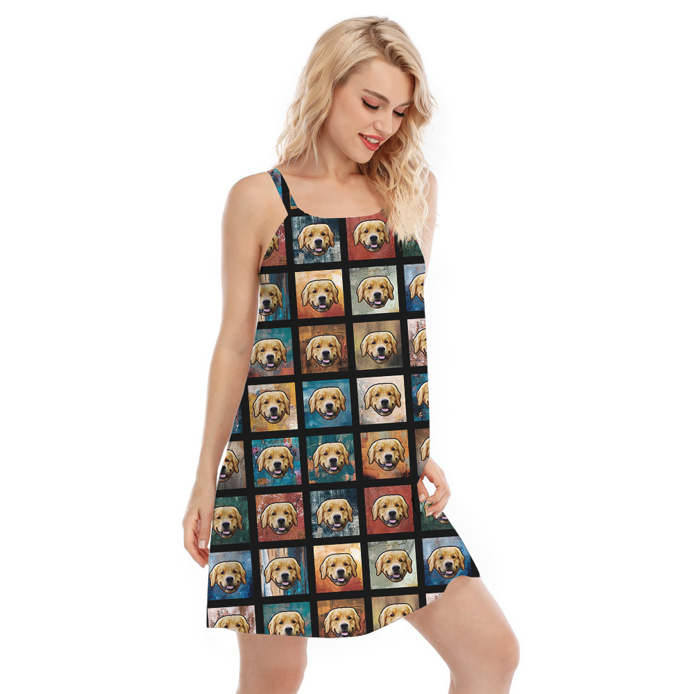 Paws on Paradise Custom Hawaiian Cami Dress with Dog Face